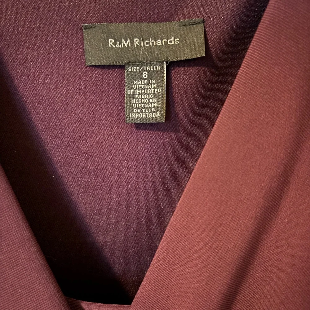 NWT R&M Richards Purple V-Neck Cocktail Dress Size 8 - Picture 3 of 6